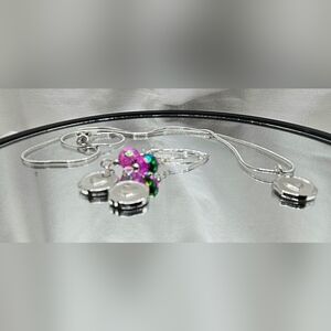 Silver Necklace with Colorful Beads